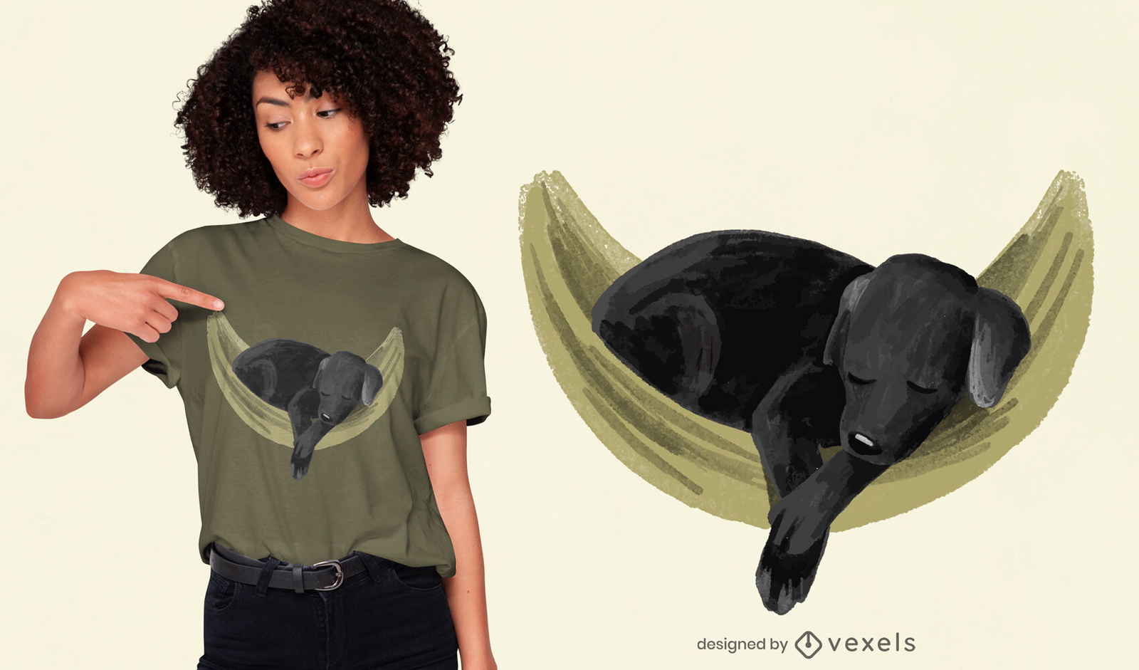 Labrador-Hund schläft auf Hängematten-T-Shirt-Design