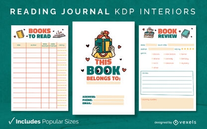 Reading journal book interior design KDP