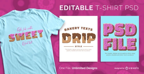 Sweet donut texts scalable t-shirt psd