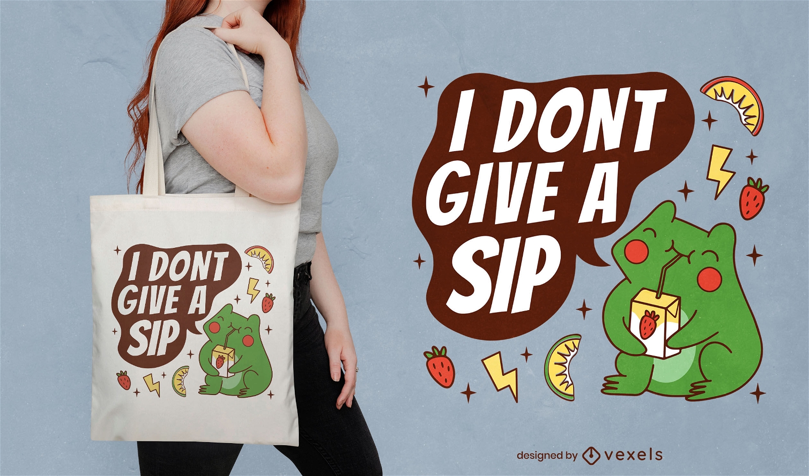 Frog cute cartoon quote tote bag design