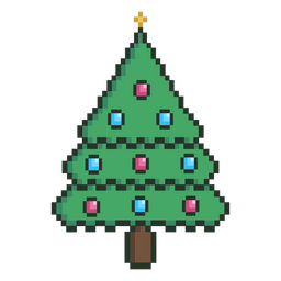 Pixel Art Christmas Tree Icon PNG Design