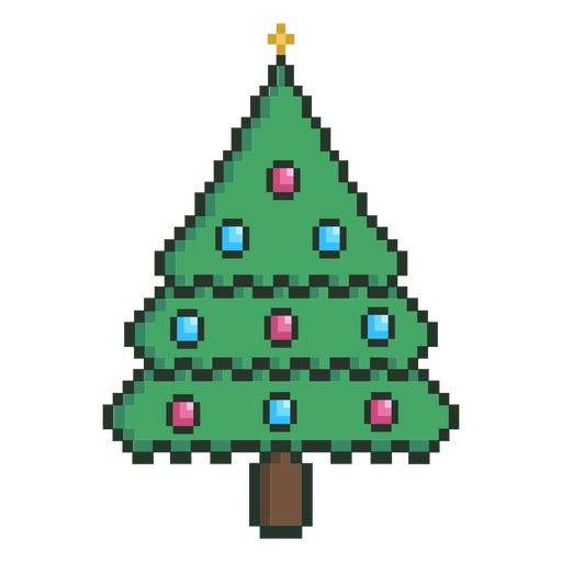 Pixel Art Christmas Tree Icon PNG Design