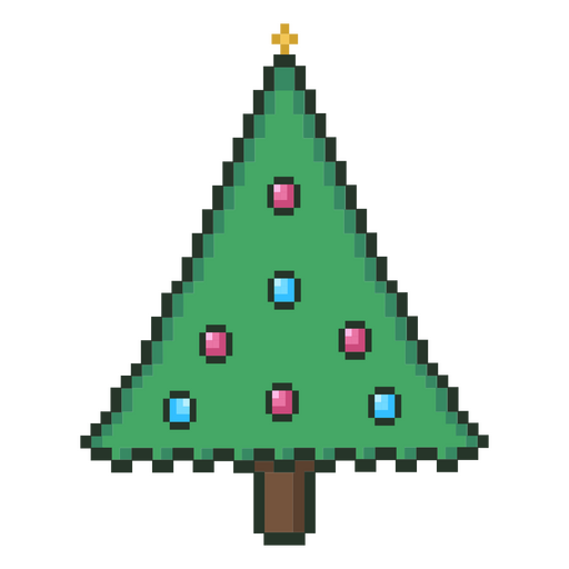 Pixel Art Christmas Tree Design PNG Design