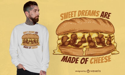 Design engraçado de t-shirt com citações de sanduíche de queijo