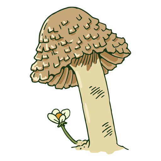 Pilz mit weißer Blume PNG-Design