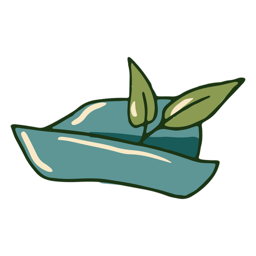 Grüner Hut mit Blättern PNG-Design