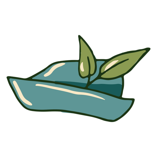 Sombrero verde con hojas Diseño PNG