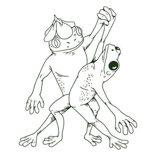 Tanzende Cottagecore-Frösche PNG-Design