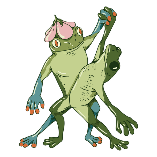 ?Dancing cottagecore frogs PNG Design