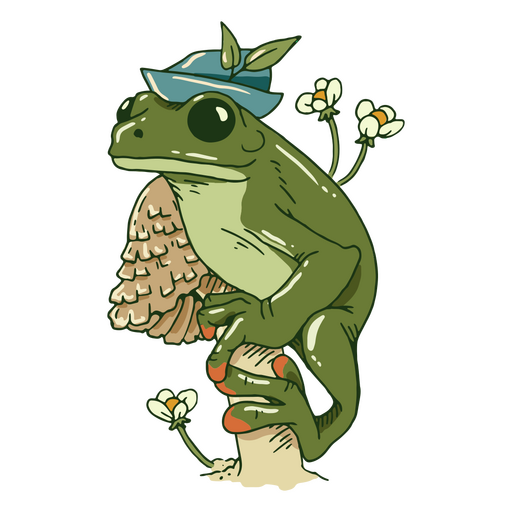 Hat cottagecore frog illustration PNG Design
