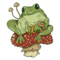 Pilze Cottagecore-Frosch PNG-Design