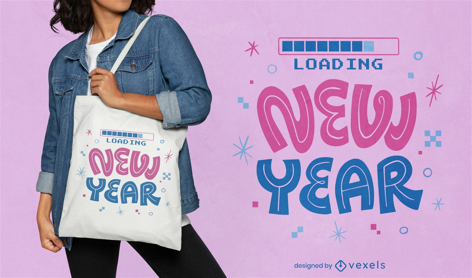Cool loading new year tote bag design