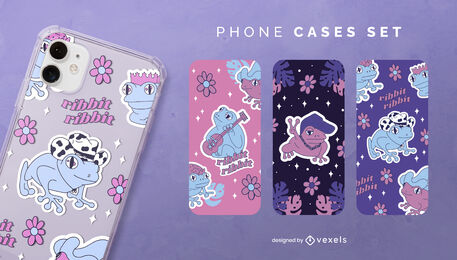 Funny frogs phone case design set