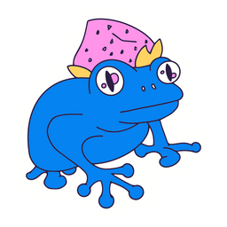 Frog with strawberry hat color stroke PNG Design