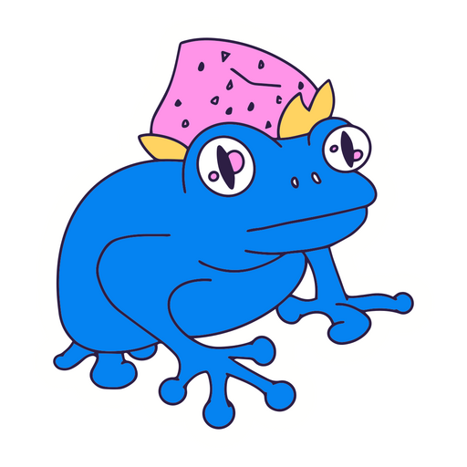 Frog with strawberry hat color stroke