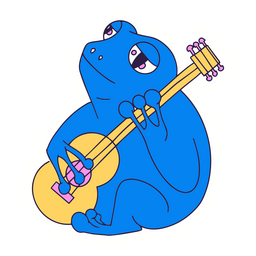 Frog with guitar color stroke PNG Design Transparent PNG