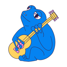 Sapo com traço de cor de guitarra Desenho PNG