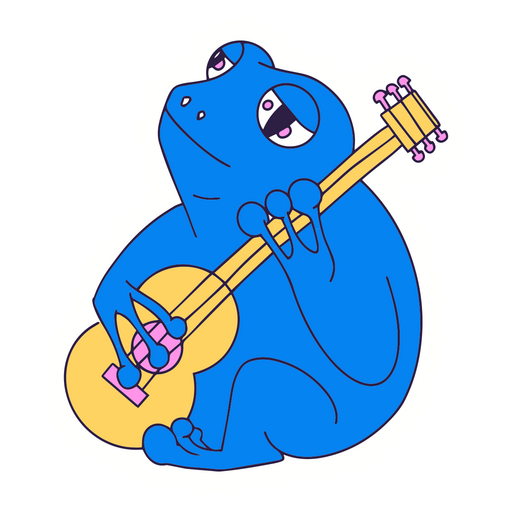 Frosch mit Gitarrenfarbstrich PNG-Design
