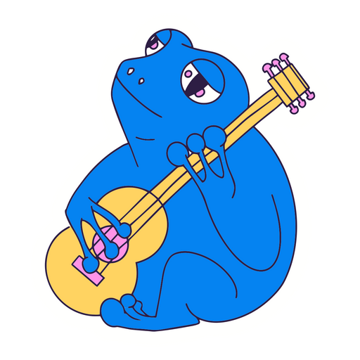 Sapo com traço de cor de guitarra Desenho PNG