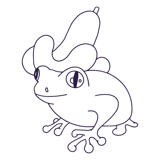 Sapo com chapéu de flor cheio de traçado Desenho PNG