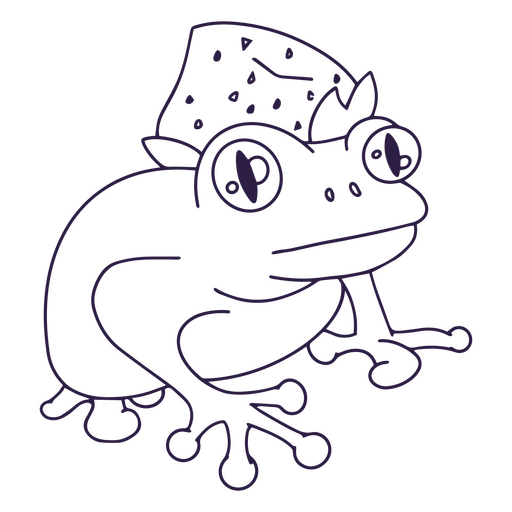 Frog with strawberry hat filled stroke PNG Design