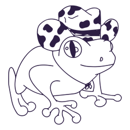 Rana con trazo relleno de sombrero de vaquero Diseño PNG