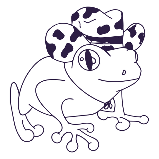 Frog with cowboy hat filled stroke PNG Design