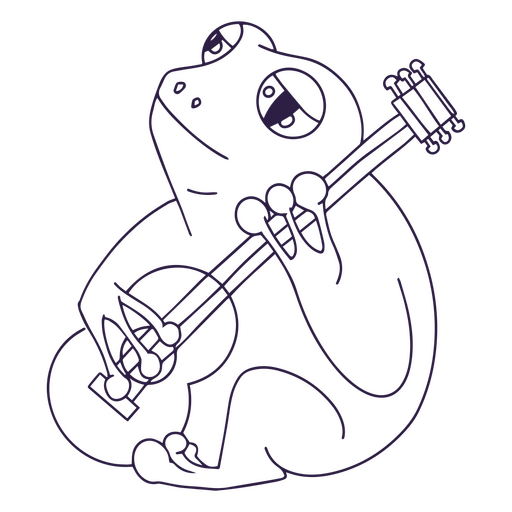 Frosch mit gitarrengefülltem Schlaganfall PNG-Design