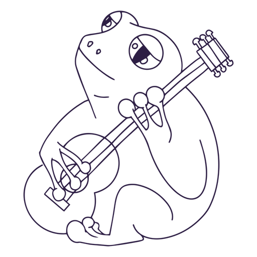 Frosch mit gitarrengef?lltem Schlaganfall PNG-Design