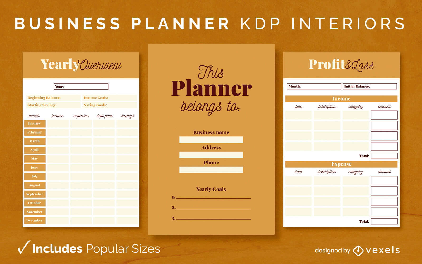 Plantilla de diario comercial anual Diseño de interiores KDP