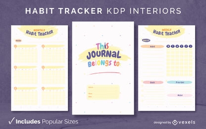Habit tracker diary template KDP interior design