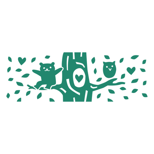 Búho y oso en un árbol Diseño PNG