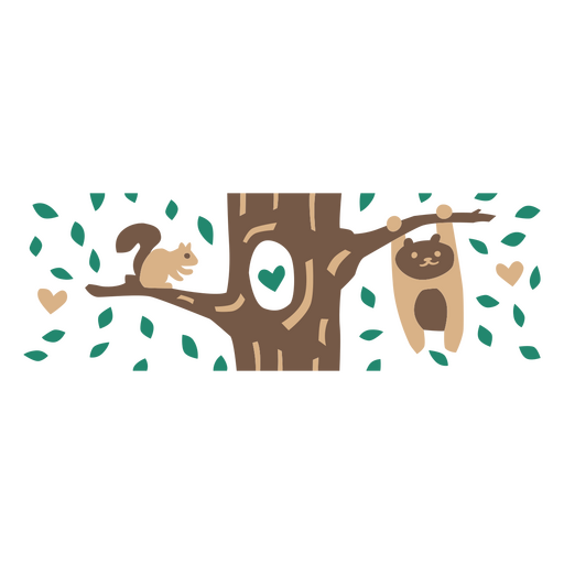 Eichhörnchen und Bär in einem Baum PNG-Design