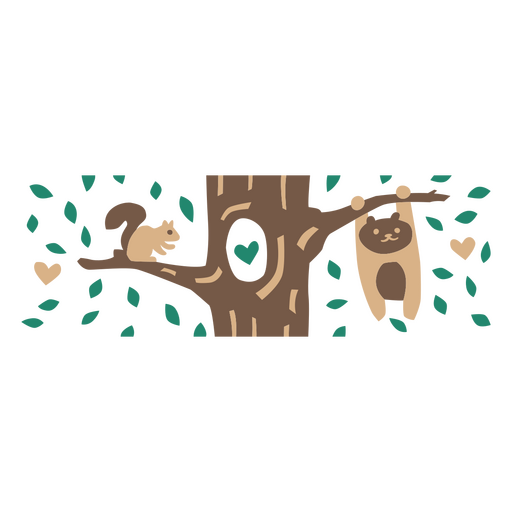 Eichh?rnchen und B?r in einem Baum PNG-Design