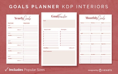 Modelo de planejador de metas anual/mensal interior do KDP