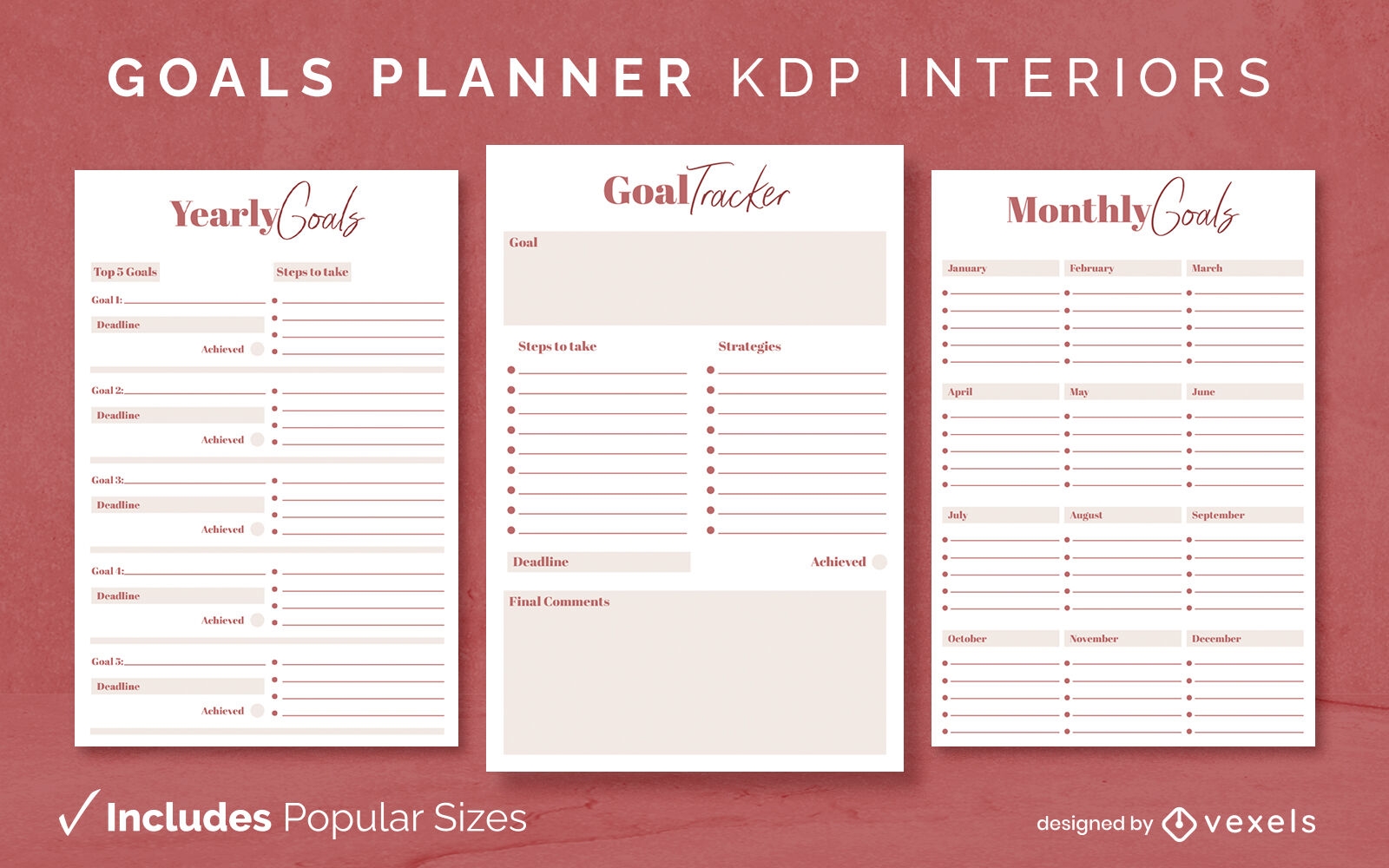 Plantilla de planificador de objetivos interior KDP anual/mensual