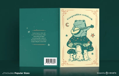 Diseño de portada de libro de cuaderno de composición de rana linda