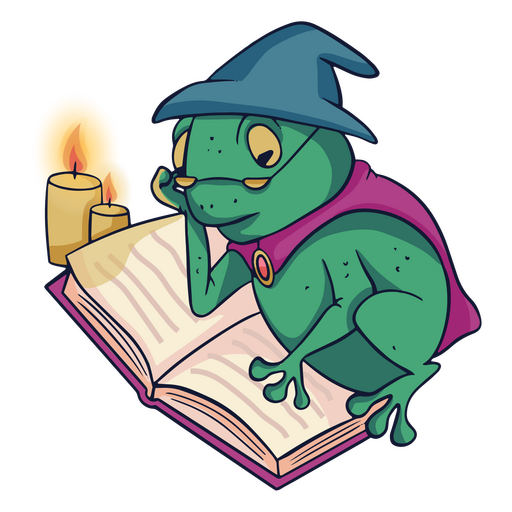 Mystic frog book character PNG Design