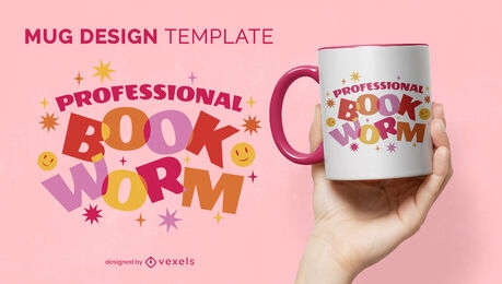 Awesome book worm quote mug design