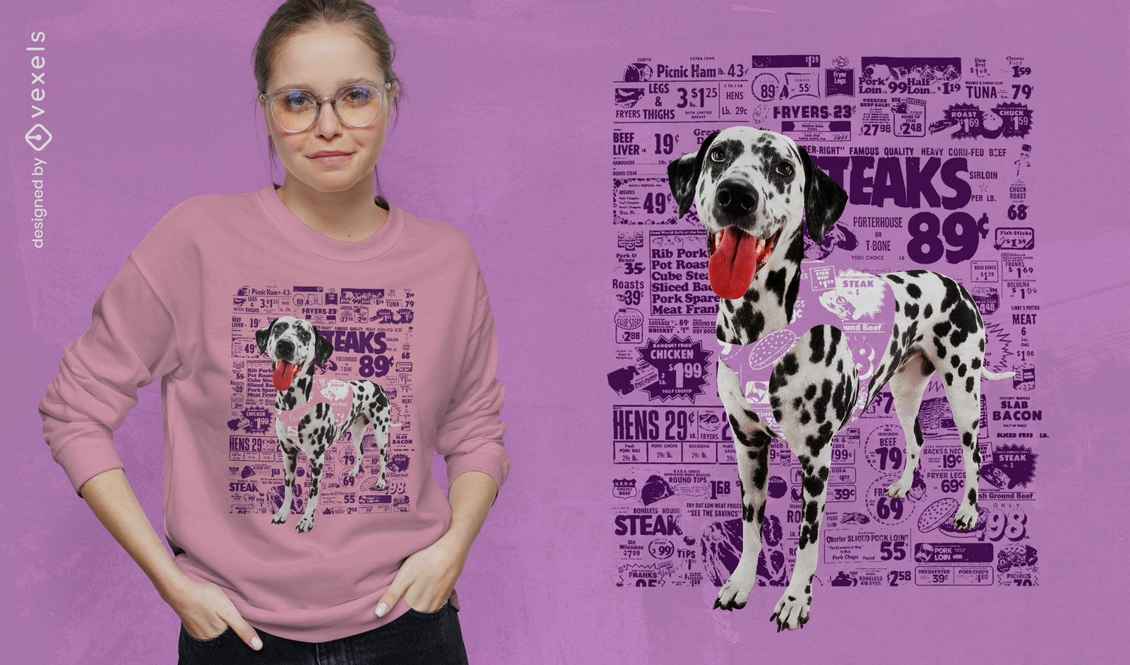 Camiseta animal perro dálmata feliz psd