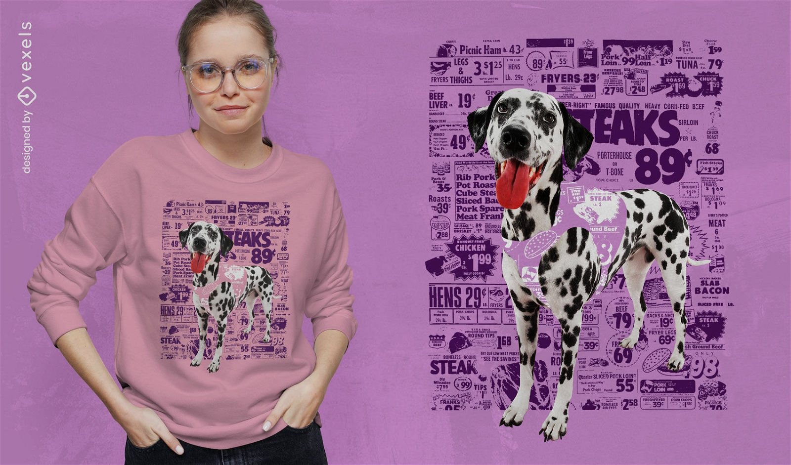 Happy dalmatian dog animal t-shirt psd