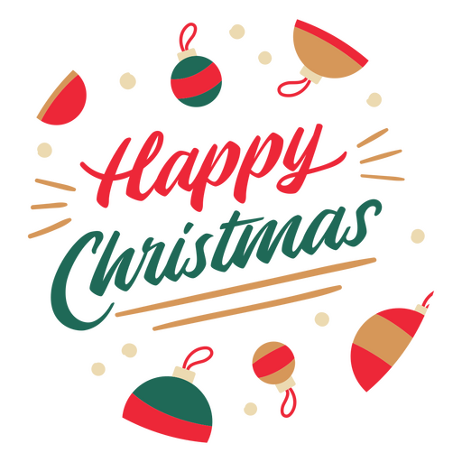 Happy Christmas ornaments badge  PNG Design