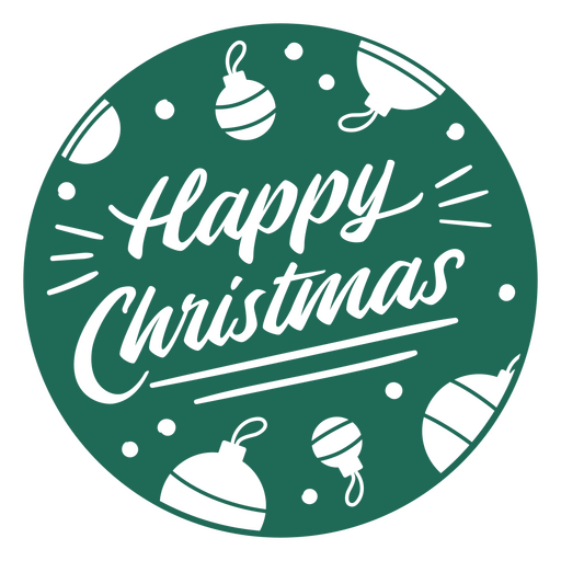 Happy Christmas ornaments snow badge PNG Design