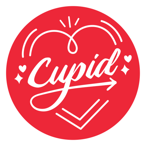 Valentine's Day heart Cupid badge PNG Design