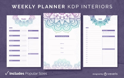 Mandala weekly planner template KDP interior design