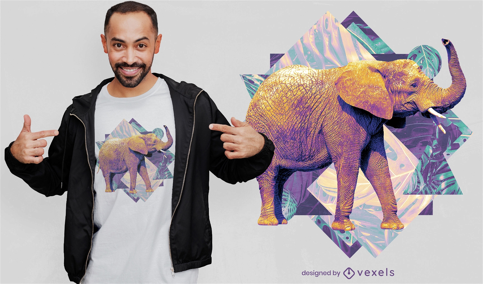 Elefant auf geometrischen Formen T-Shirt psd