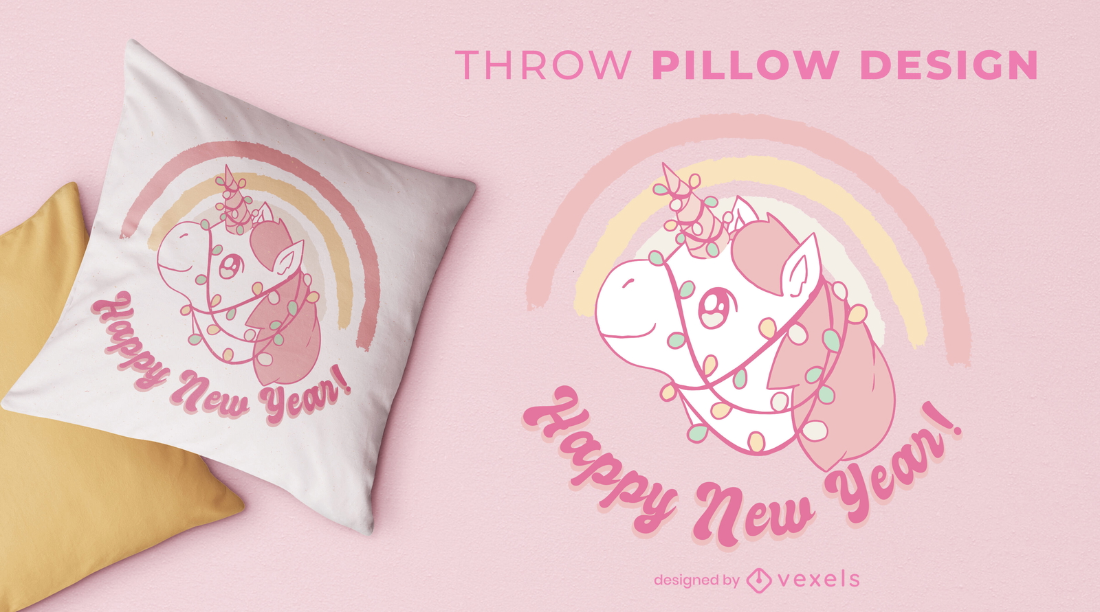 Diseño de almohada kawaii unicornio