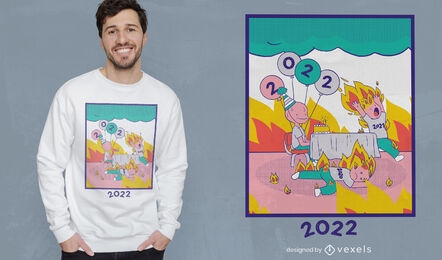 Design de camisetas engraçadas de ano novo 2022