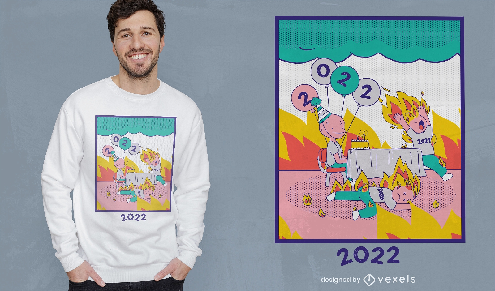 Divertido diseño de camiseta de año nuevo 2022.