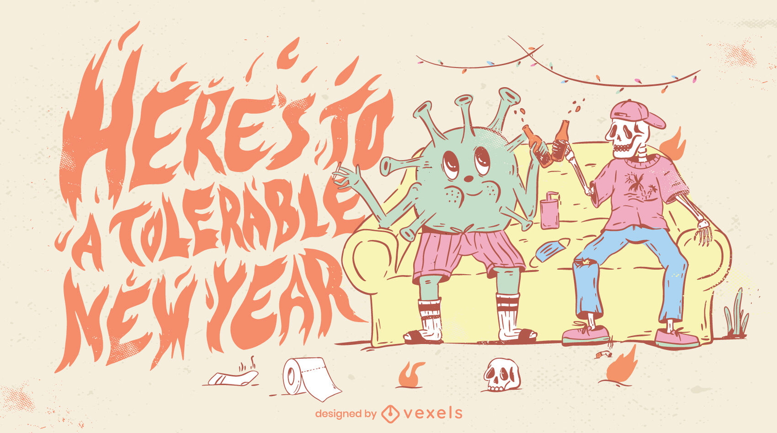 Diseño de ilustración de año nuevo tolerable